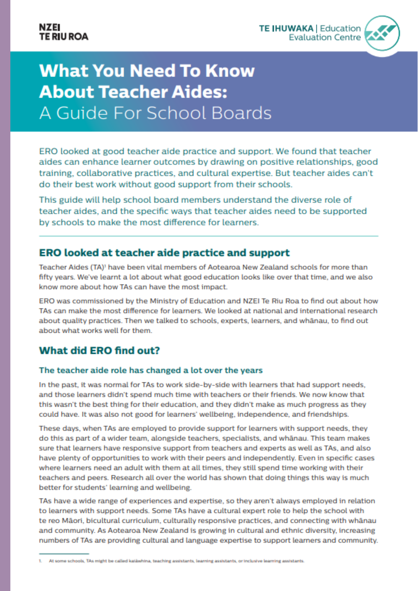 What you need to know about teacher aides: A guide for school boards