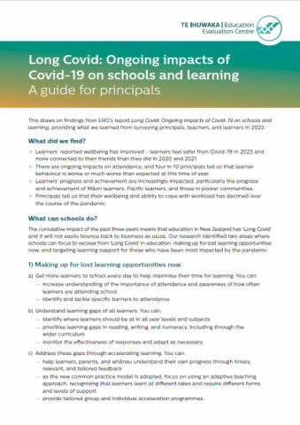 Ongoing impacts of Covid‑19 on schools and learning - Guide for principals