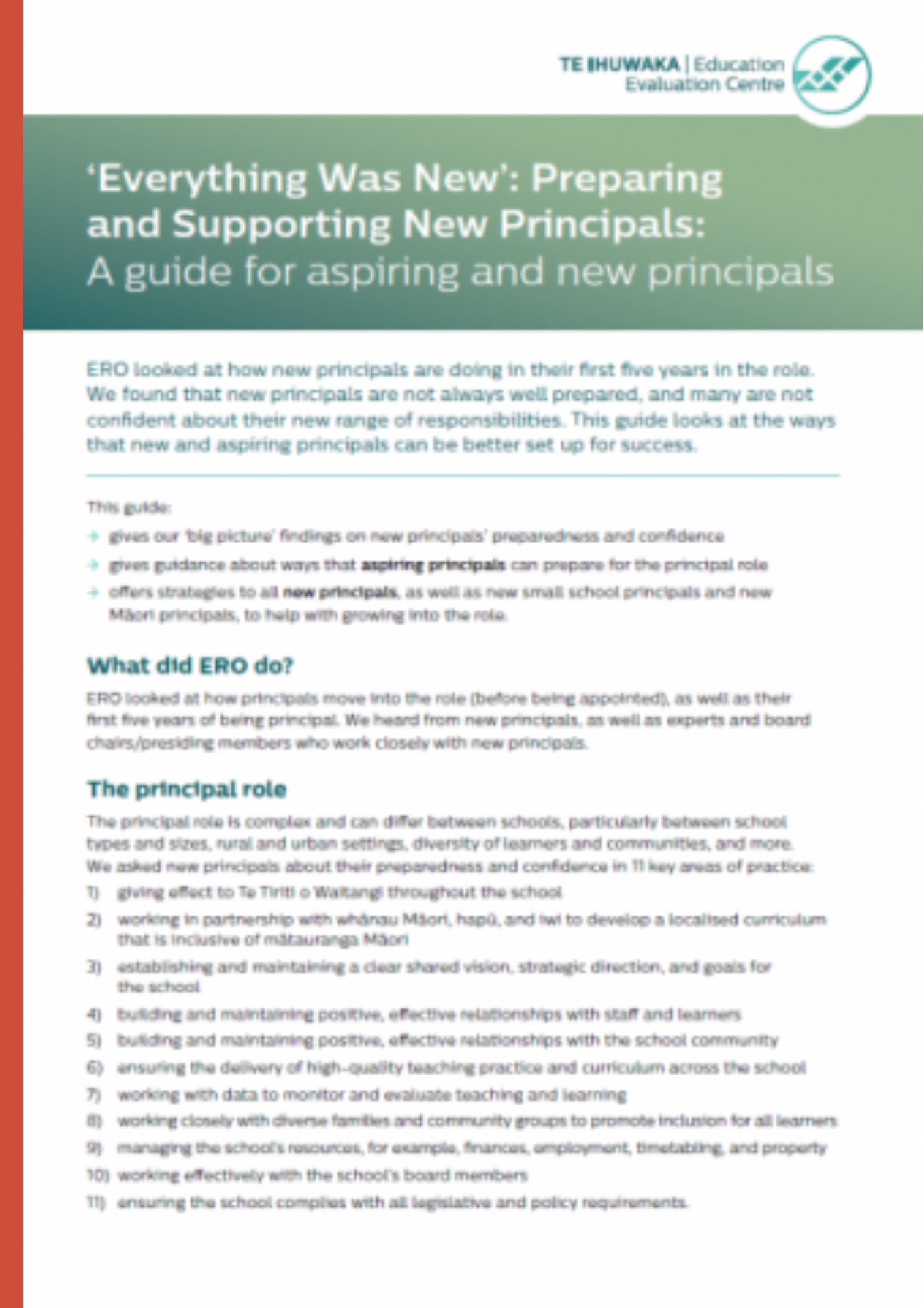 Preparing and supporting new principals - a guide for aspiring and new principals